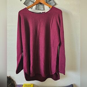 Michael Kors Burgundy Long Sleeve Sweater with a zipper on the Back Size XL.